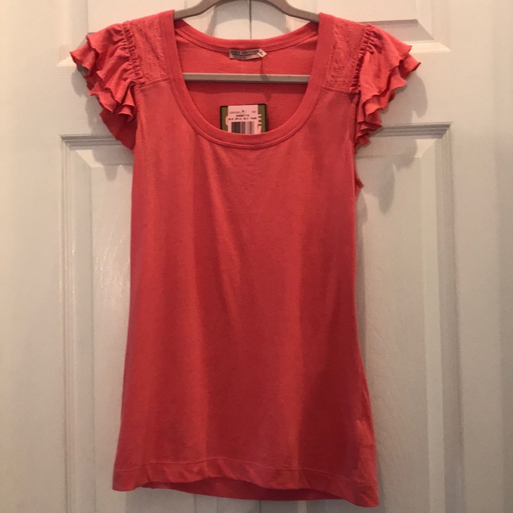 Juicy Couture peach ruffle sleeve top small